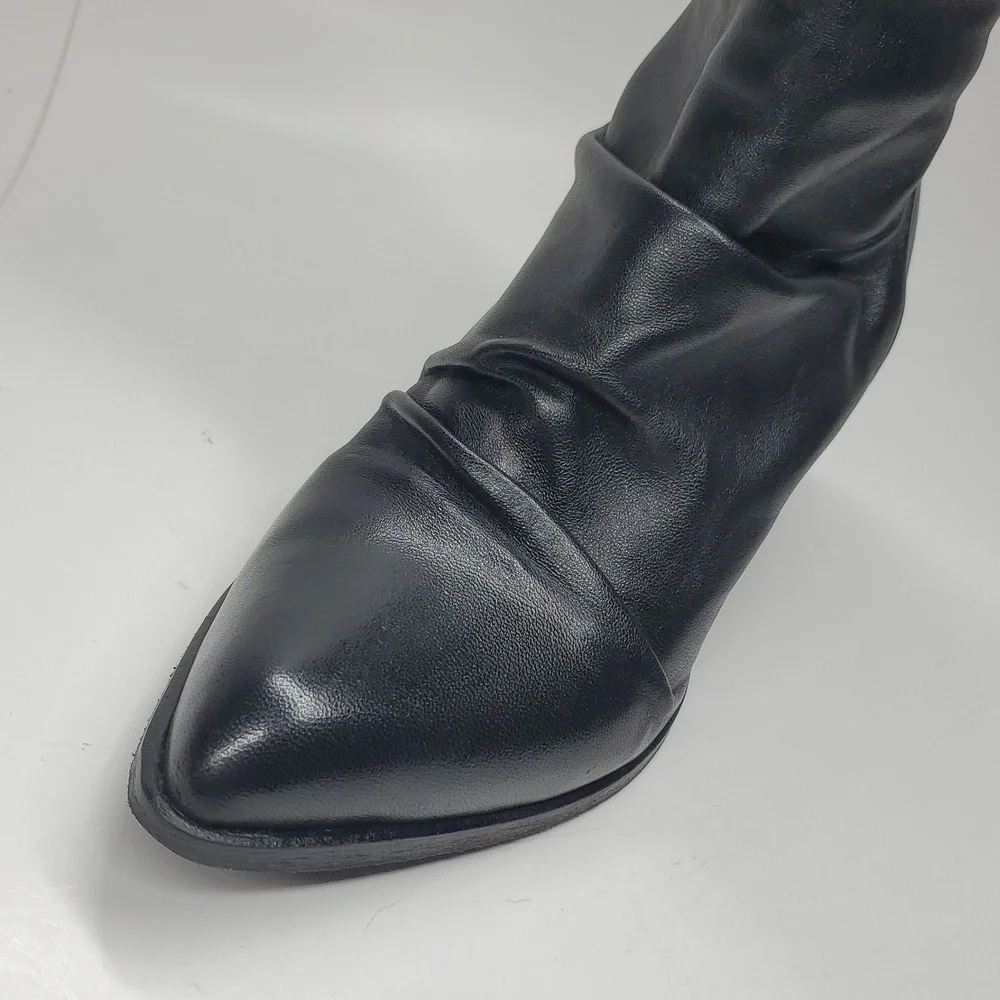 Pierfrancesco Vincenti Black Leather Italian Ankle Boots Block Heel 40